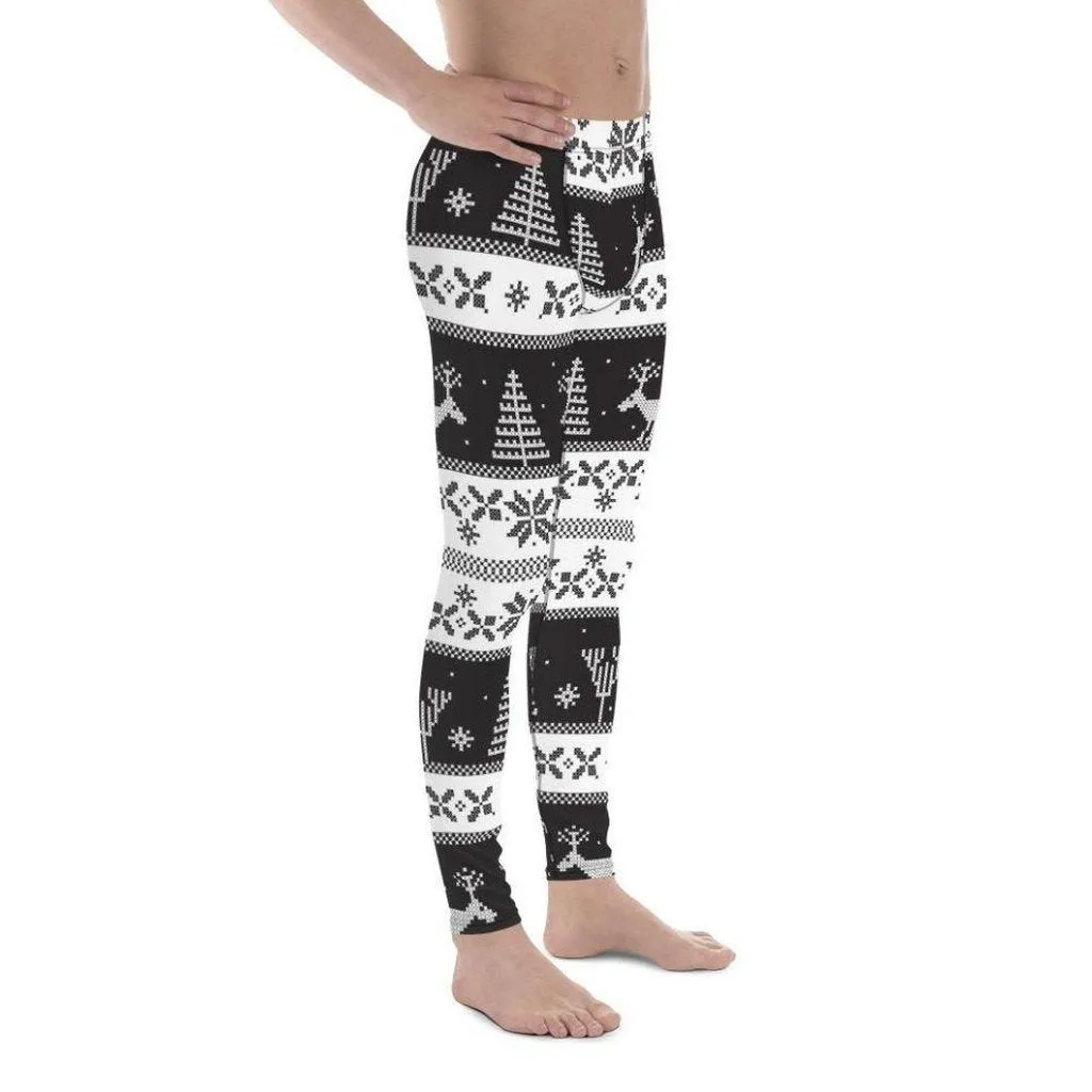 Vintage Black & White Christmas Men's Leggings