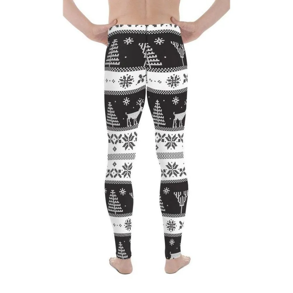 Vintage Black & White Christmas Men's Leggings