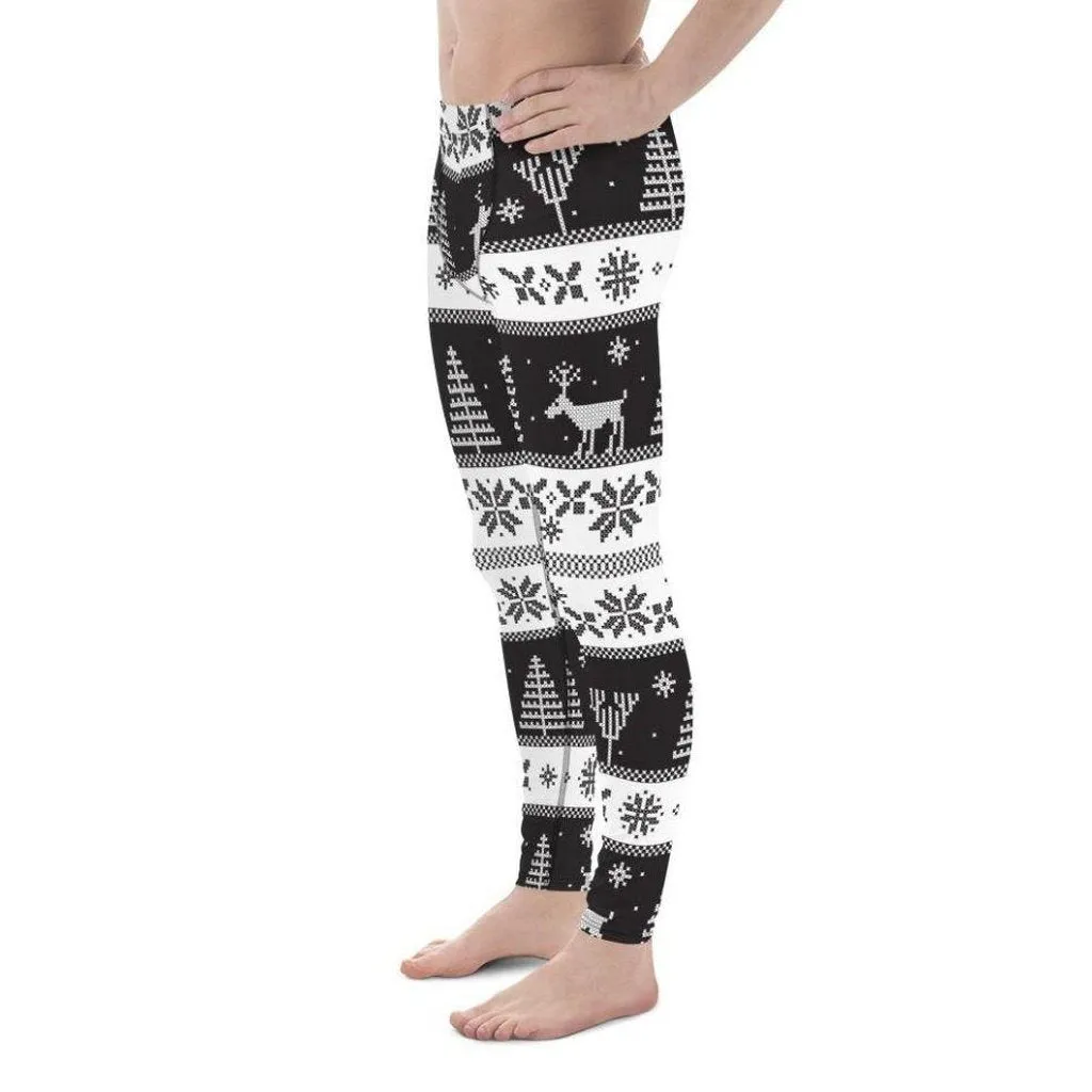 Vintage Black & White Christmas Men's Leggings