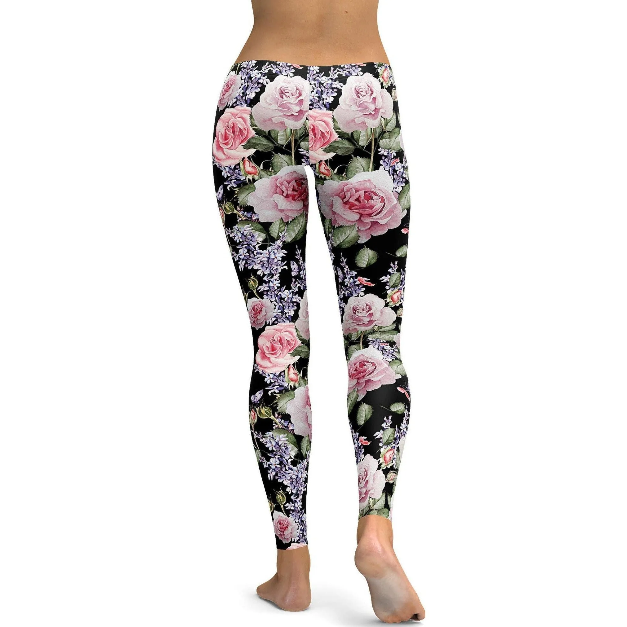 Watercolor Roses & Lavender Leggings