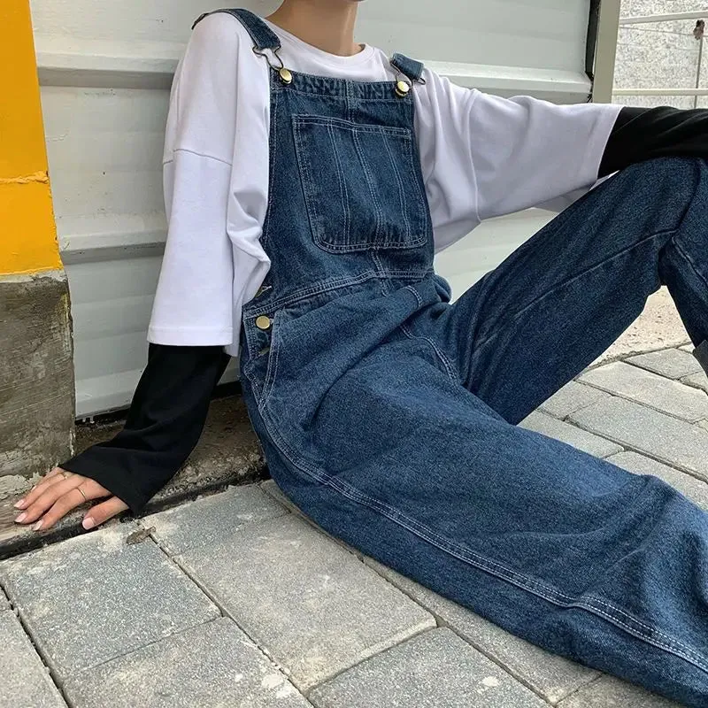 WIAOFELLAS  -  Spring Autumn Retro Oversize Denim Overalls Men's Large Size Workwear Causal Loose High Street Suspender Jumpsuits Male Clothes