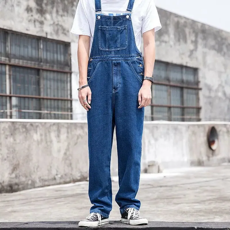 WIAOFELLAS  -  Spring Autumn Retro Oversize Denim Overalls Men's Large Size Workwear Causal Loose High Street Suspender Jumpsuits Male Clothes