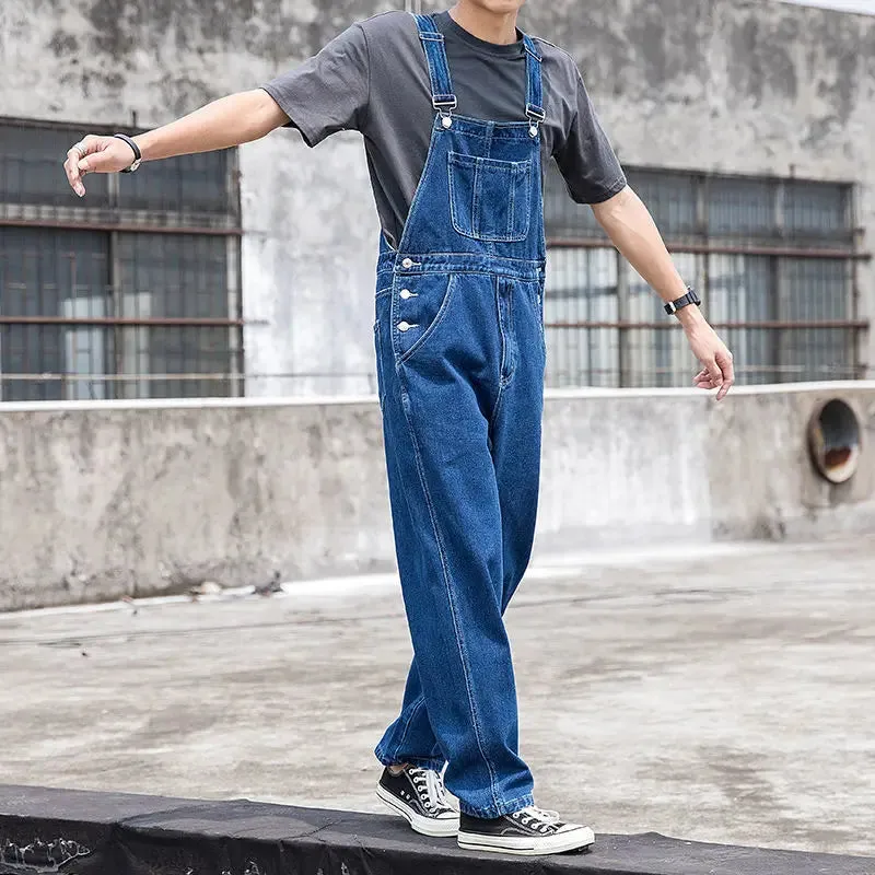 WIAOFELLAS  -  Spring Autumn Retro Oversize Denim Overalls Men's Large Size Workwear Causal Loose High Street Suspender Jumpsuits Male Clothes