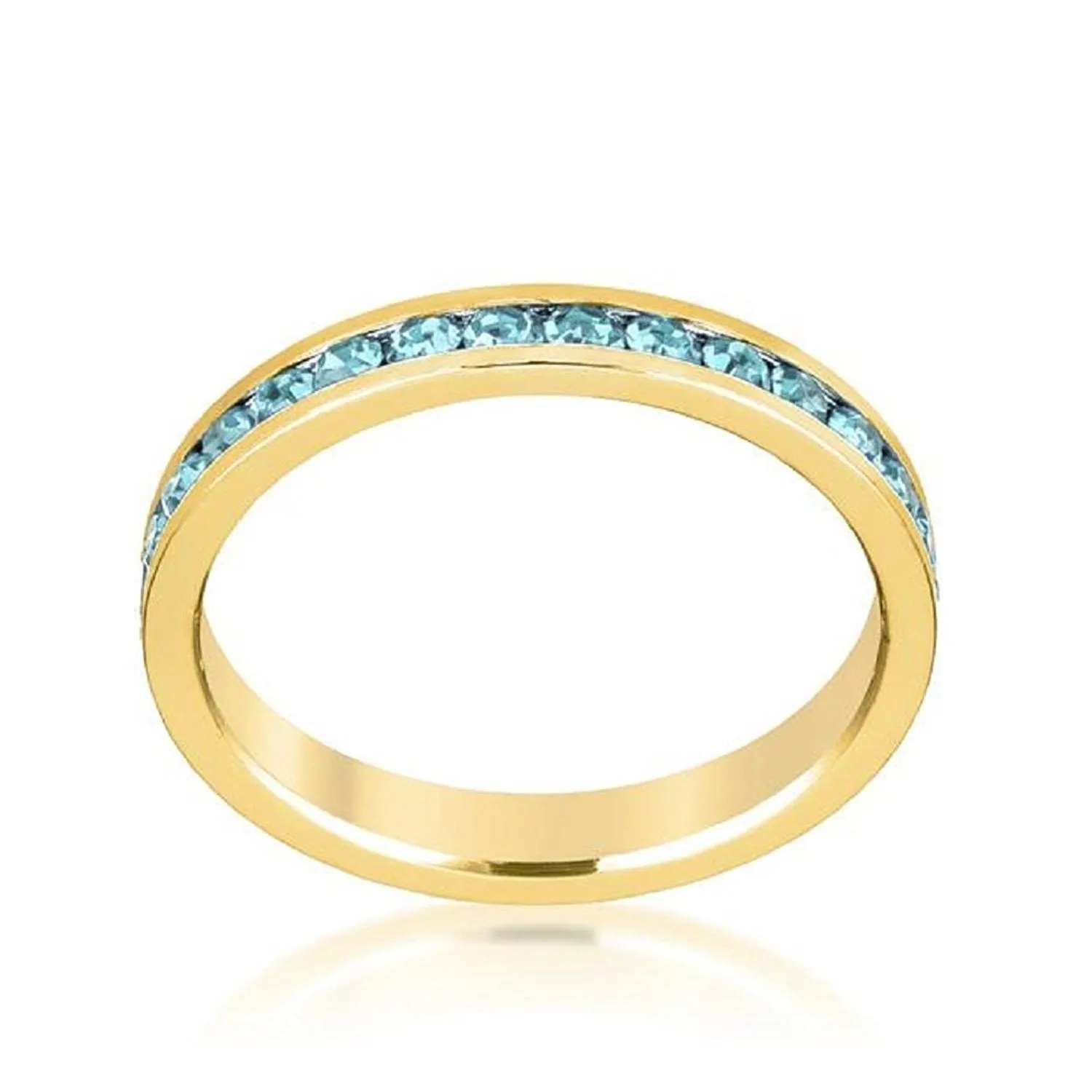 WildKlass Stylish Stackables Aqua Crystal Gold Ring