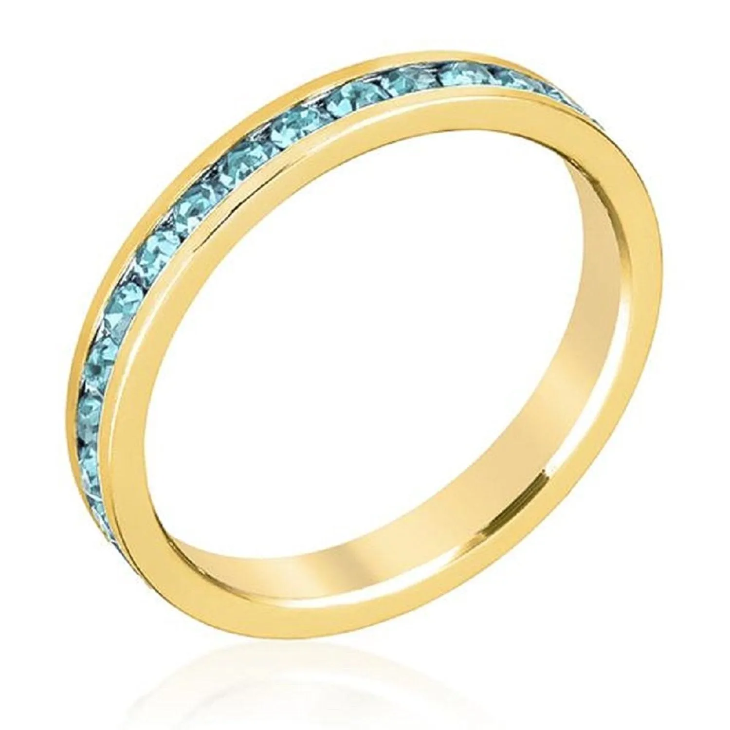 WildKlass Stylish Stackables Aqua Crystal Gold Ring