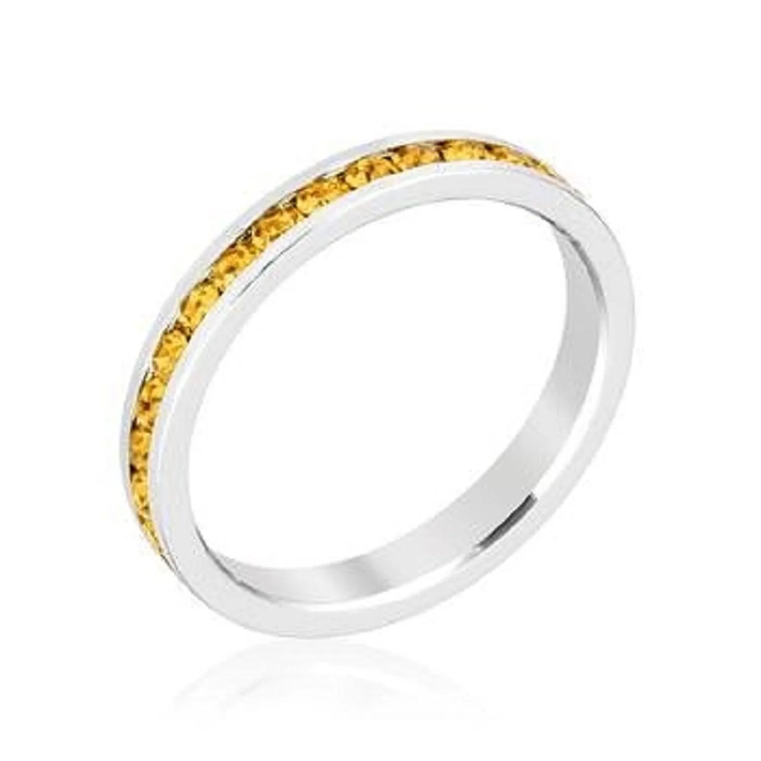 WildKlass Stylish Stackables with Yellow Crystal Ring
