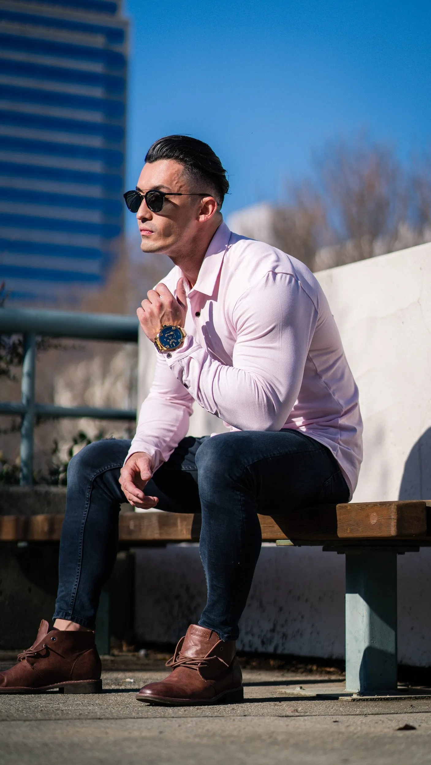YoungLA Athletic Fit Dress Shirt Button Down 415